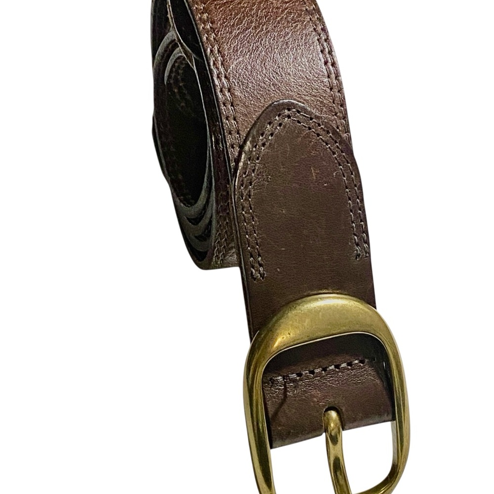 Banana Republic Brown Textured Leather Belt Gold Brass Buckle w/ Side Loops Sz M